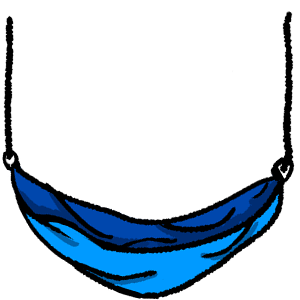  a hammock with a blue outside and a bit darker blue inside with shadows along the folds.
